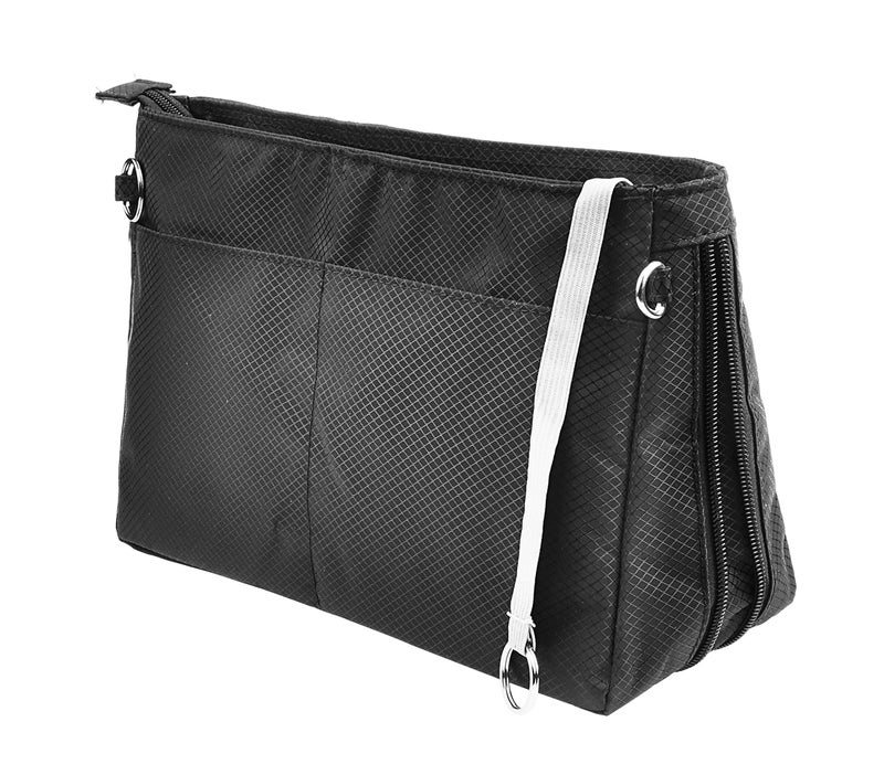 Vercord Expandable Nylon Handbag Purse Organizer Insert Liner Shaper Bag In Bag Black Large - Image 1